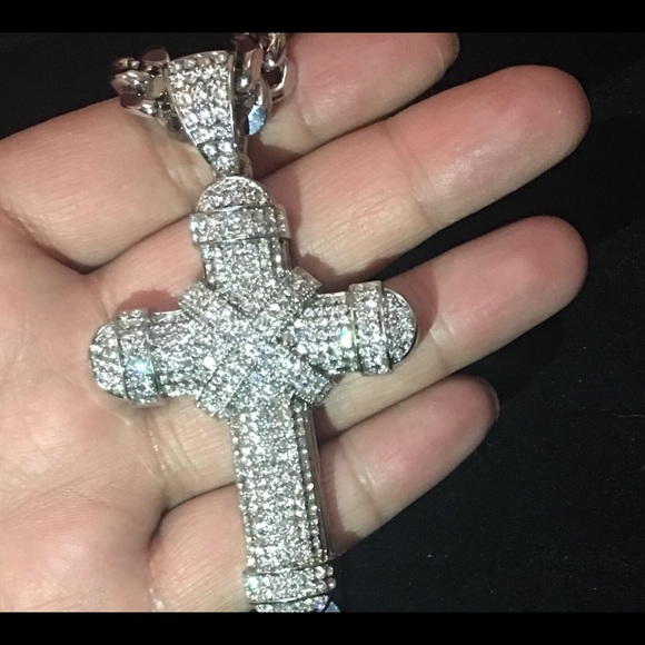 Men’s Silver Finished Watch&30 inch Chain&CROSS - Picture 3 of 6